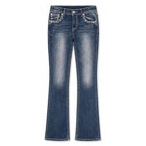 Grace in LA Women's Dark Wash Bootcut Jeans with Faded Detail